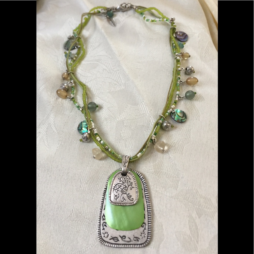 Coldwater Creek Green Shell & Abalone Necklace - image 1